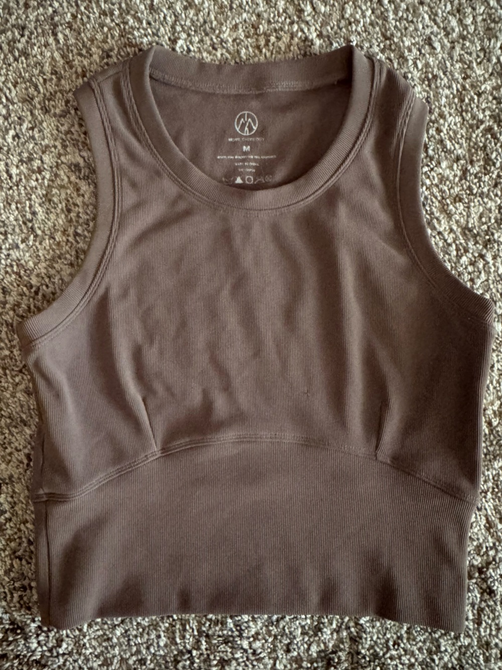 Everyday Ribbed Active Crop Tank Top - Brown